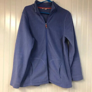 Woolrich Periwinkle Purple Zip Up Fleece Jacket Large Pockets Outdoor